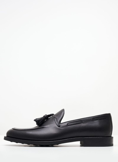 Men Moccasins 1190 Black Leather Damiani