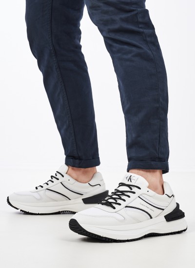 Ανδρικά Παπούτσια Casual Chunky.Branded Άσπρο Δέρμα Calvin Klein