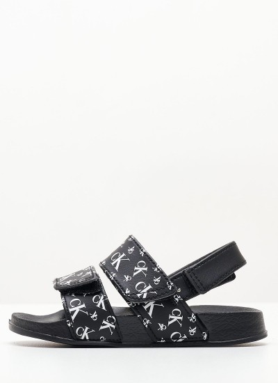 Παιδικές Σαγιονάρες & Πέδιλα Ck.Allover Μαύρο ECOleather Calvin Klein