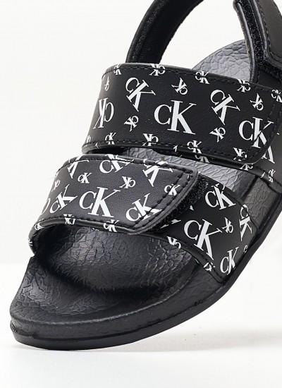 Παιδικές Σαγιονάρες & Πέδιλα Ck.Allover Μαύρο ECOleather Calvin Klein