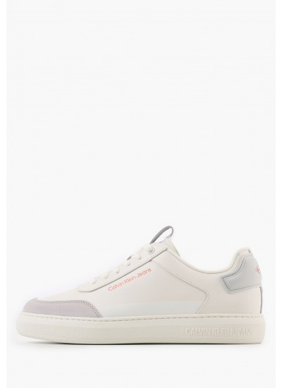 Ανδρικά Παπούτσια Casual Cupsole.Freq Άσπρο Δέρμα Calvin Klein