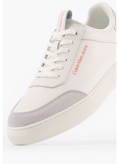 Men Casual Shoes Cupsole.Freq White Leather Calvin Klein