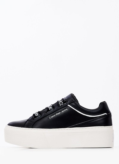 Γυναικεία Παπούτσια Casual Flatform.Branded Μαύρο Δέρμα Calvin Klein