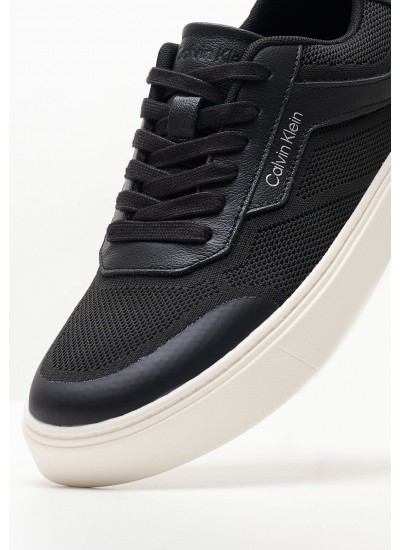 Men Casual Shoes Low.Knit Black Fabric Calvin Klein