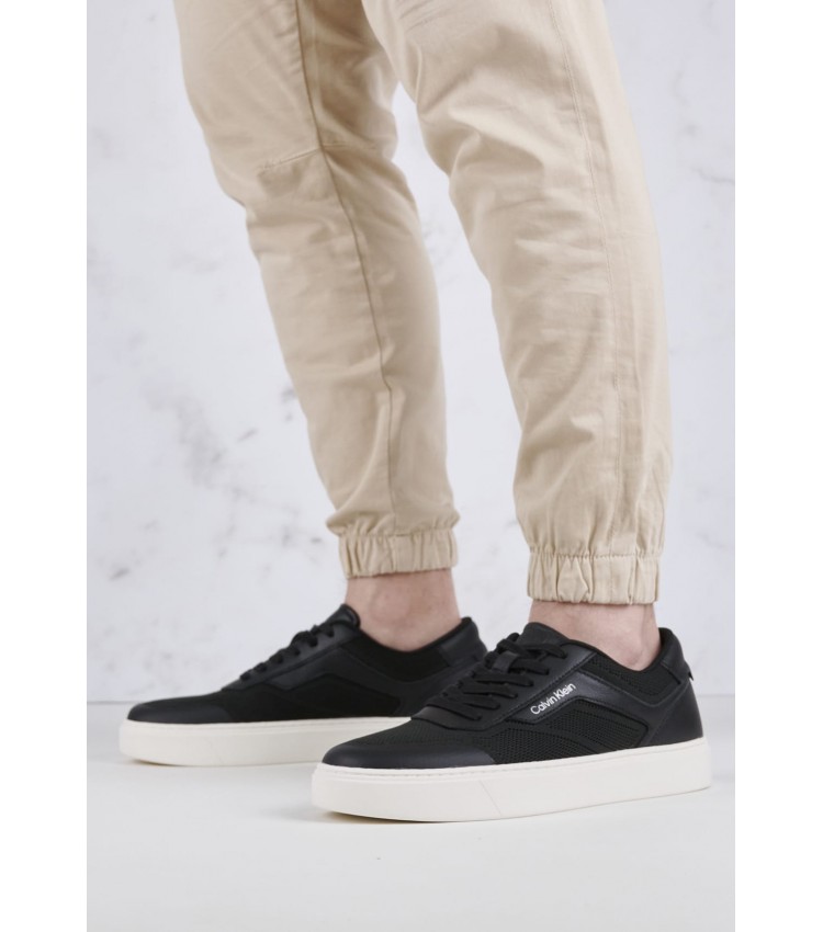 Men Casual Shoes Low.Knit Black Fabric Calvin Klein