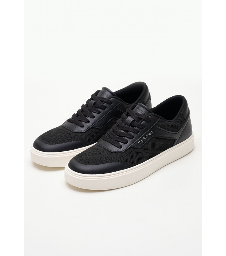 Men Casual Shoes Low.Knit Black Fabric Calvin Klein