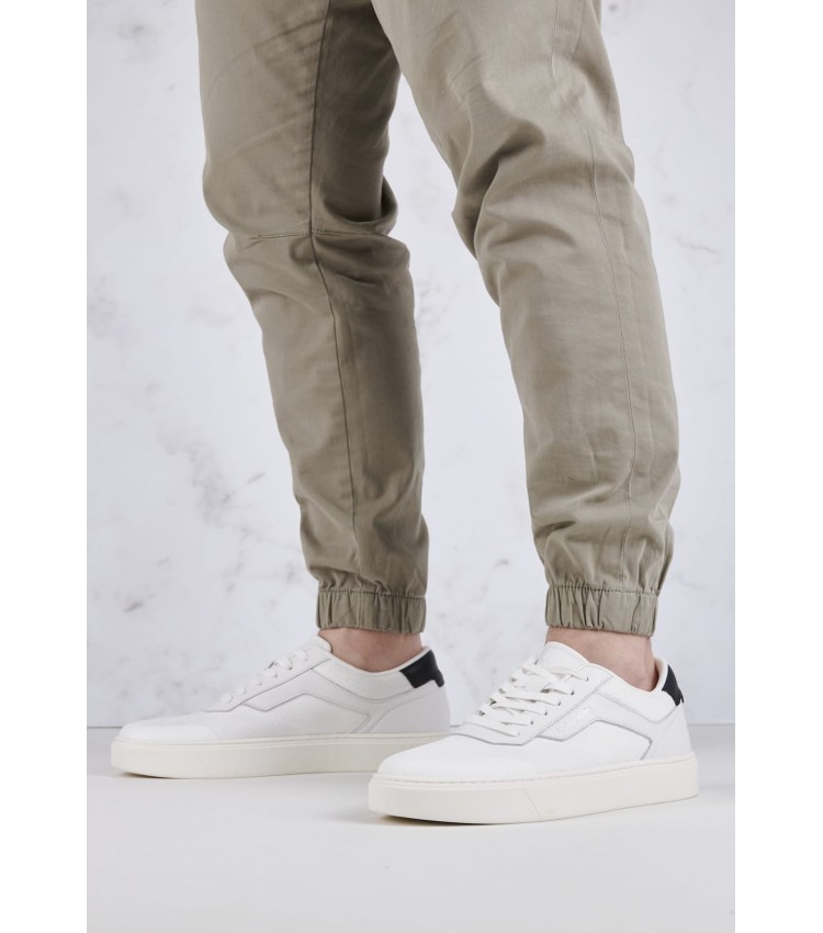 Men Casual Shoes Low.Knit White Fabric Calvin Klein