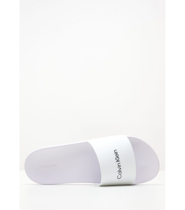 Ανδρικές Σαγιονάρες & Πέδιλα PL.Slide Άσπρο Καουτσούκ Calvin Klein