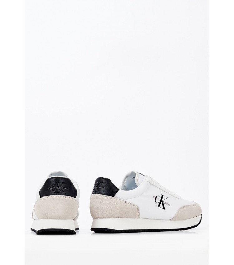 Ανδρικά Παπούτσια Casual Retro.Runner Άσπρο Δέρμα Καστόρι Calvin Klein
