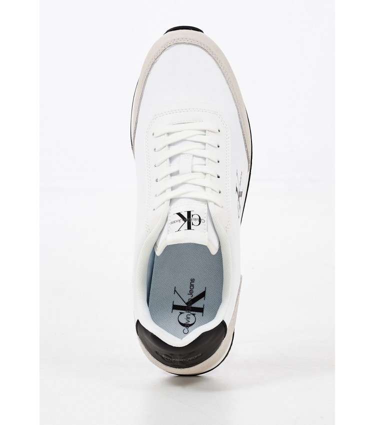 Ανδρικά Παπούτσια Casual Retro.Runner Άσπρο Δέρμα Καστόρι Calvin Klein