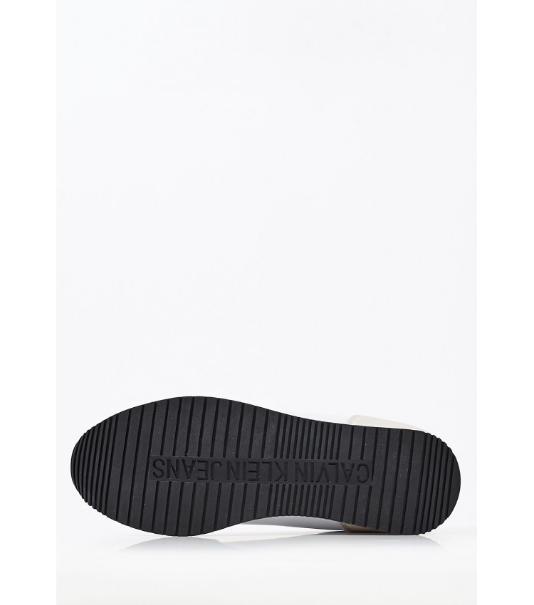 Ανδρικά Παπούτσια Casual Retro.Runner Άσπρο Δέρμα Καστόρι Calvin Klein