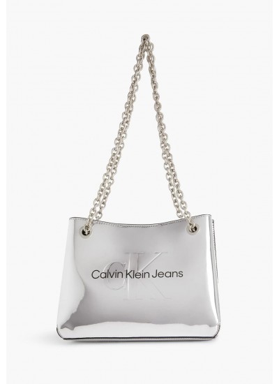 Γυναικείες Τσάντες Sculpted.Bag24 Ασημί ECOleather Calvin Klein