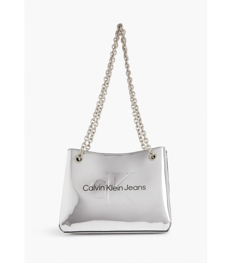 Γυναικείες Τσάντες Sculpted.Bag24 Ασημί ECOleather Calvin Klein Γυναικείες Τσάντες Sculpted.Bag24 Ασημί ECOleather Calvin Klein