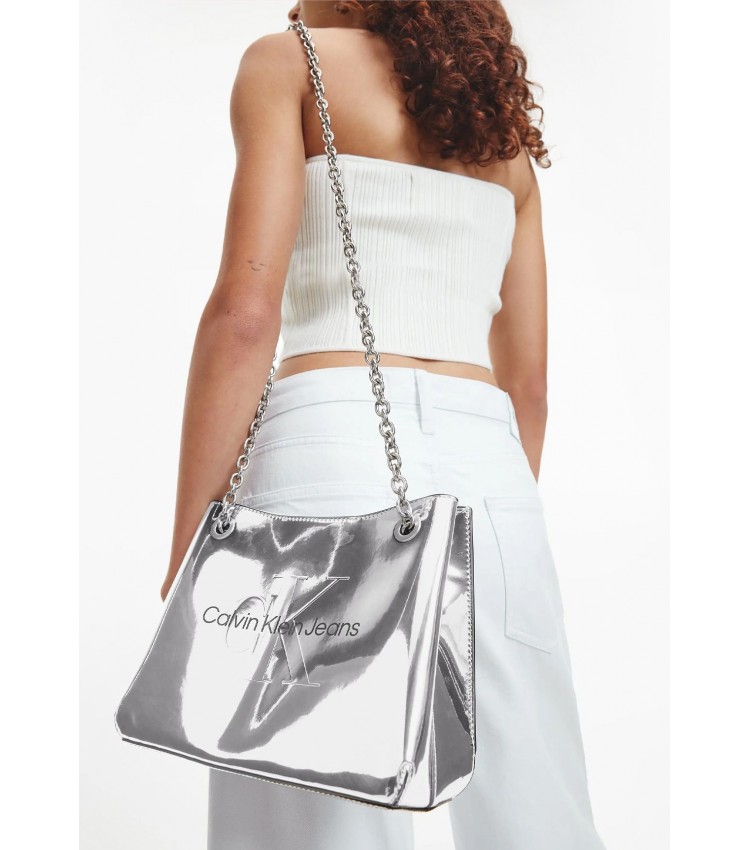 Γυναικείες Τσάντες Sculpted.Bag24 Ασημί ECOleather Calvin Klein Γυναικείες Τσάντες Sculpted.Bag24 Ασημί ECOleather Calvin Klein