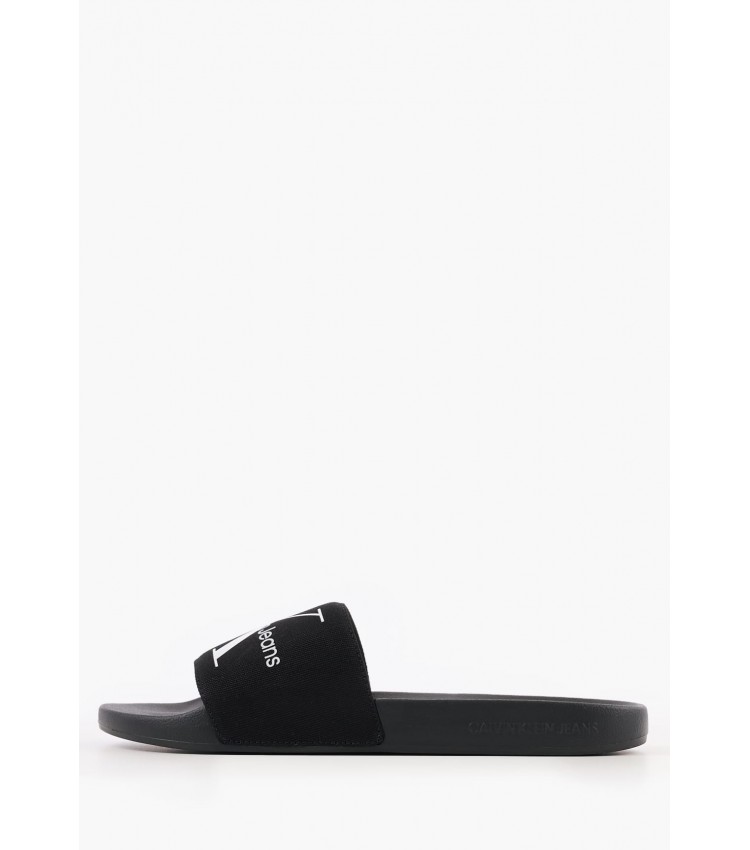 Ανδρικές Σαγιονάρες & Πέδιλα Slide.Monogram Μαύρο Ύφασμα Calvin Klein