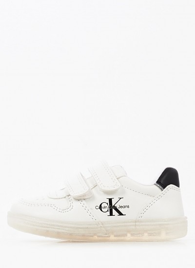 Γυναικεία Παπούτσια Casual Laceup.Low Άσπρο Δέρμα Calvin Klein