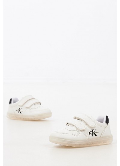 Παιδικά Παπούτσια Casual Vel.Sneak Άσπρο ECOleather Calvin Klein