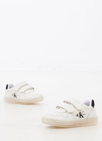 Γυναικεία Παπούτσια Casual Laceup.Low Άσπρο Δέρμα Calvin Klein