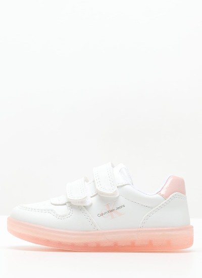 Παιδικά Παπούτσια Casual Velcro.Pnk Άσπρο ECOleather Calvin Klein