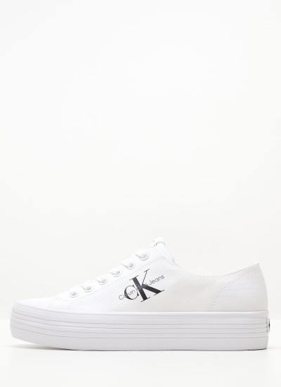 Γυναικεία Παπούτσια Casual Vulc.Flatform Άσπρο Ύφασμα Calvin Klein