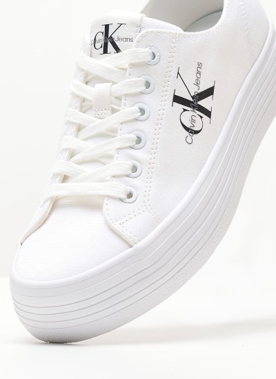 Γυναικεία Παπούτσια Casual Vulc.Flatform Άσπρο Ύφασμα Calvin Klein