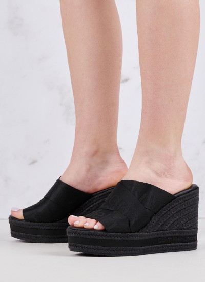 Γυναικείες Πλατφόρμες Ψηλές Wedge.Ankle Μπεζ Δέρμα Καστόρι Calvin Klein