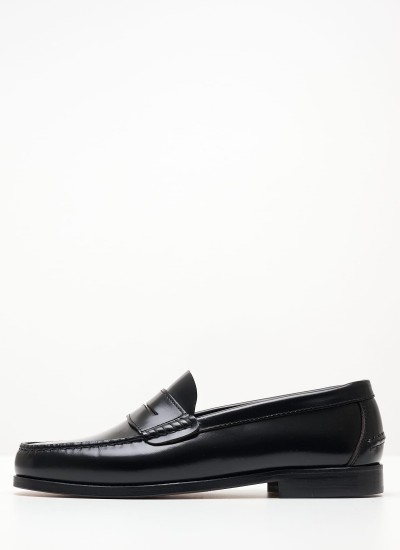Ανδρικά Μοκασίνια R6711 Μαύρο Δέρμα Boss shoes