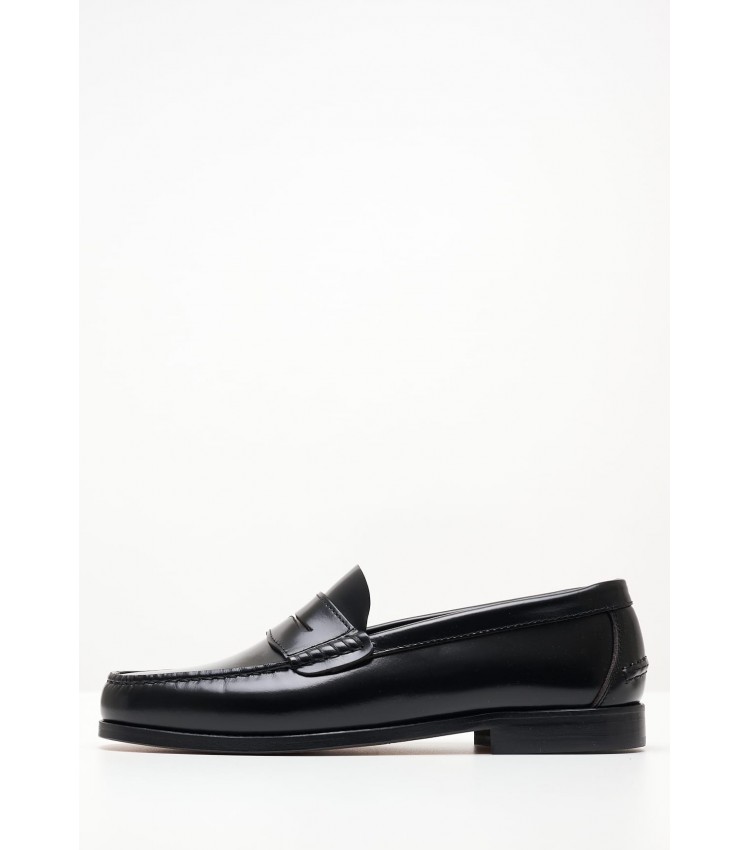 Men Moccasins 347700 Black Leather Sea and City