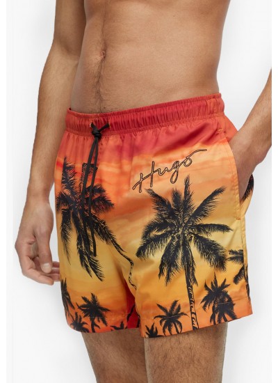 Men Swimsuit Diego.Rin Orange Polyester Hugo