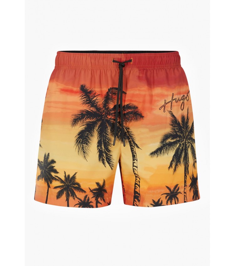 Men Swimsuit Diego.Rin Orange Polyester Hugo