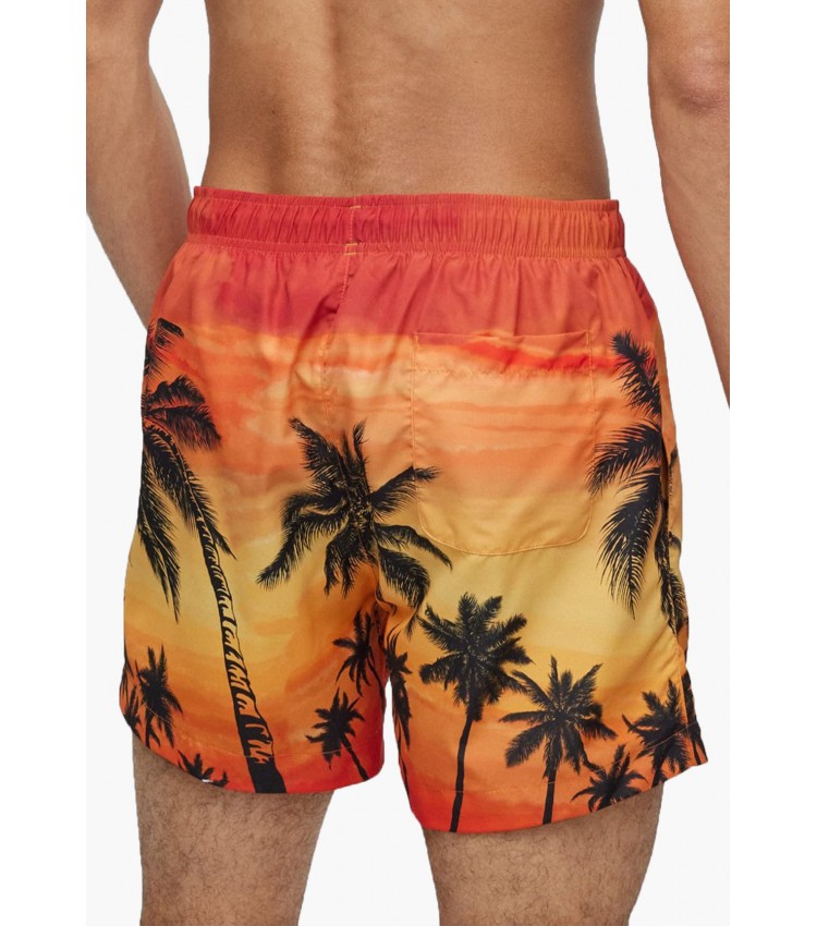 Men Swimsuit Diego.Rin Orange Polyester Hugo