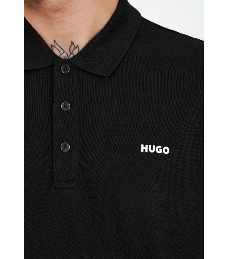 Ανδρικές Μπλούζες Donos222 Μαύρο Βαμβάκι Hugo