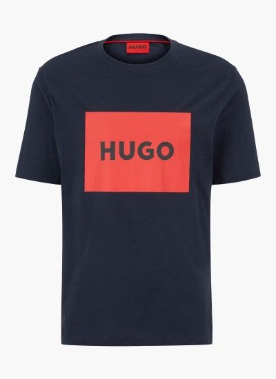 Ανδρικές Μπλούζες Dulive222 Σκούρο Μπλε Βαμβάκι Hugo