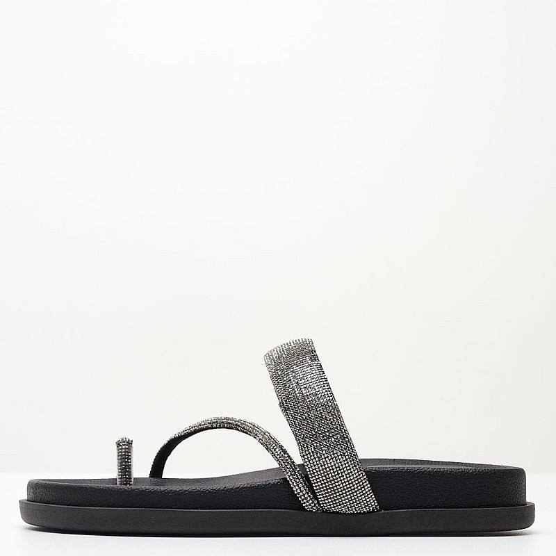 Γυναικεία Flats C140 Μαύρο Strass Mortoglou