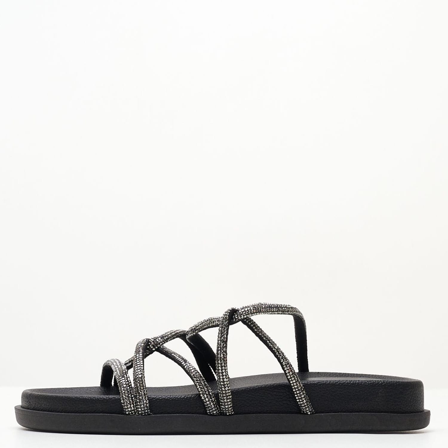 Women Flats C180 Black Strass Mortoglou