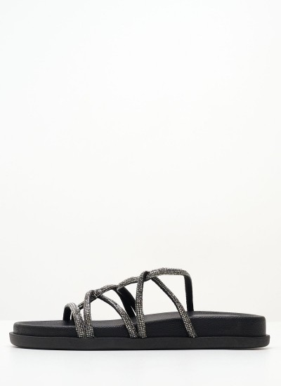 Women Sandals Low Vanessa Black Leather Ash