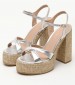 Women Sandals High C950 Silver Leather Mortoglou