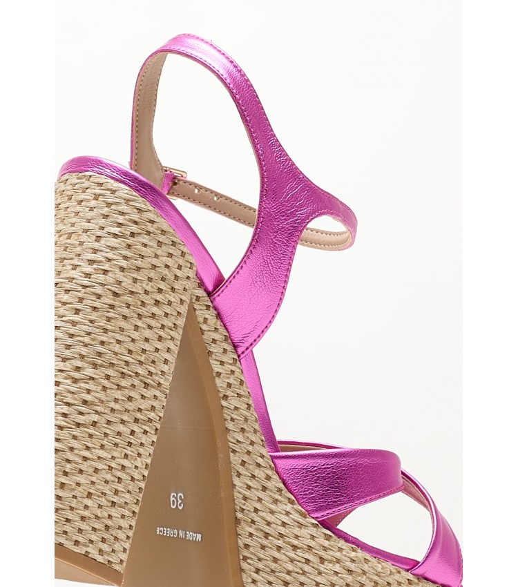 Women Sandals High C950 Pink Leather Mortoglou