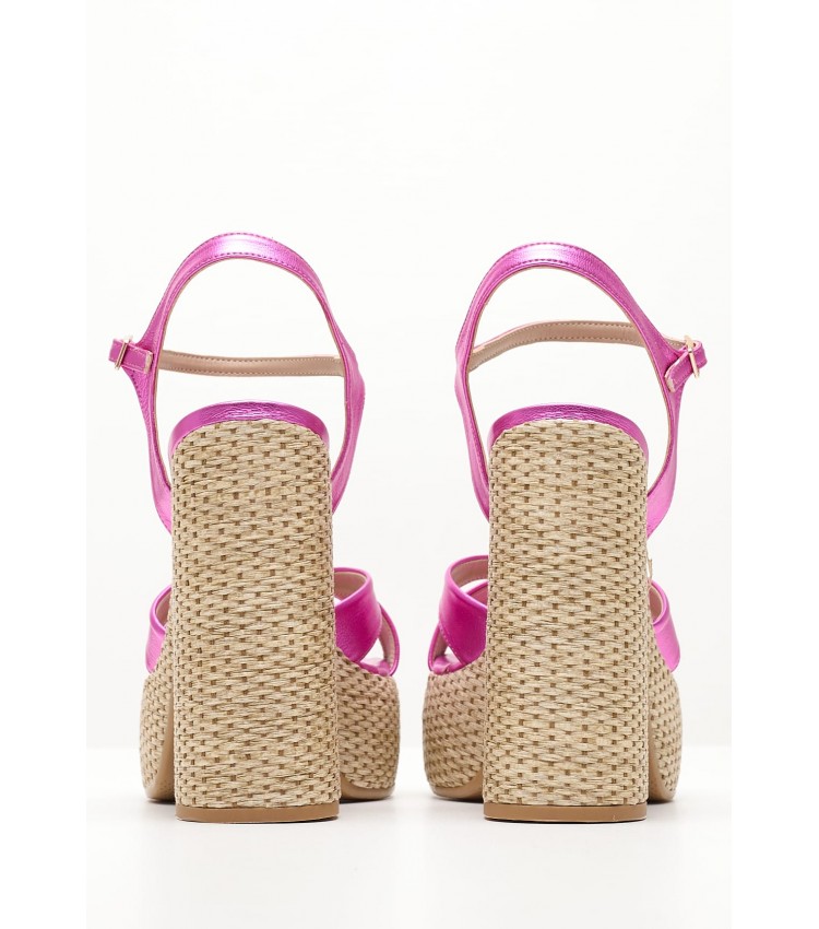 Women Sandals High C950 Pink Leather Mortoglou