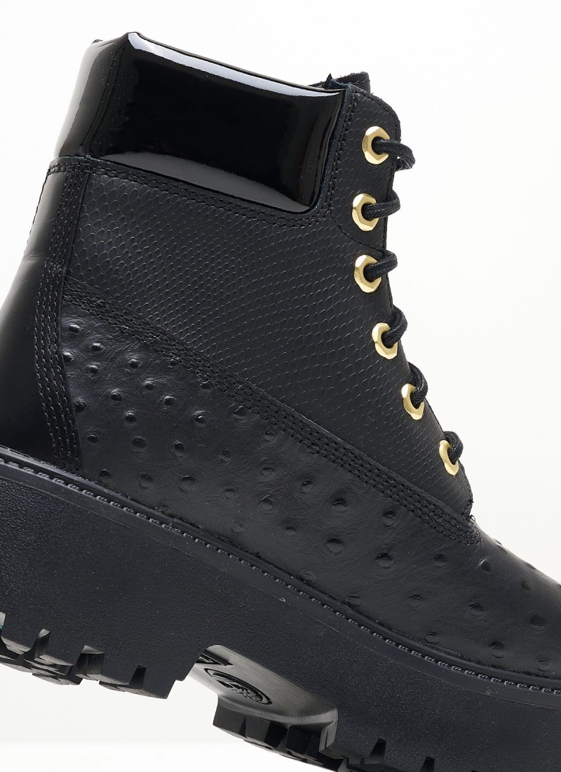 Black leather timberlands discount