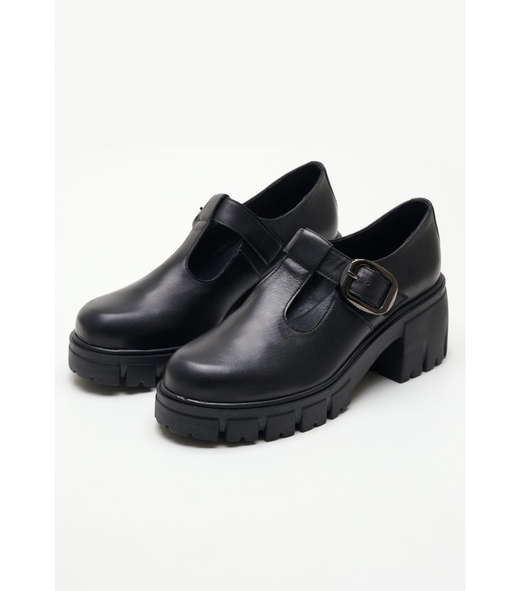 Women Moccasins 2364 Black Leather Mortoglou