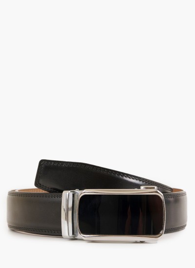 Men Belts F120 Black Leather Mortoglou