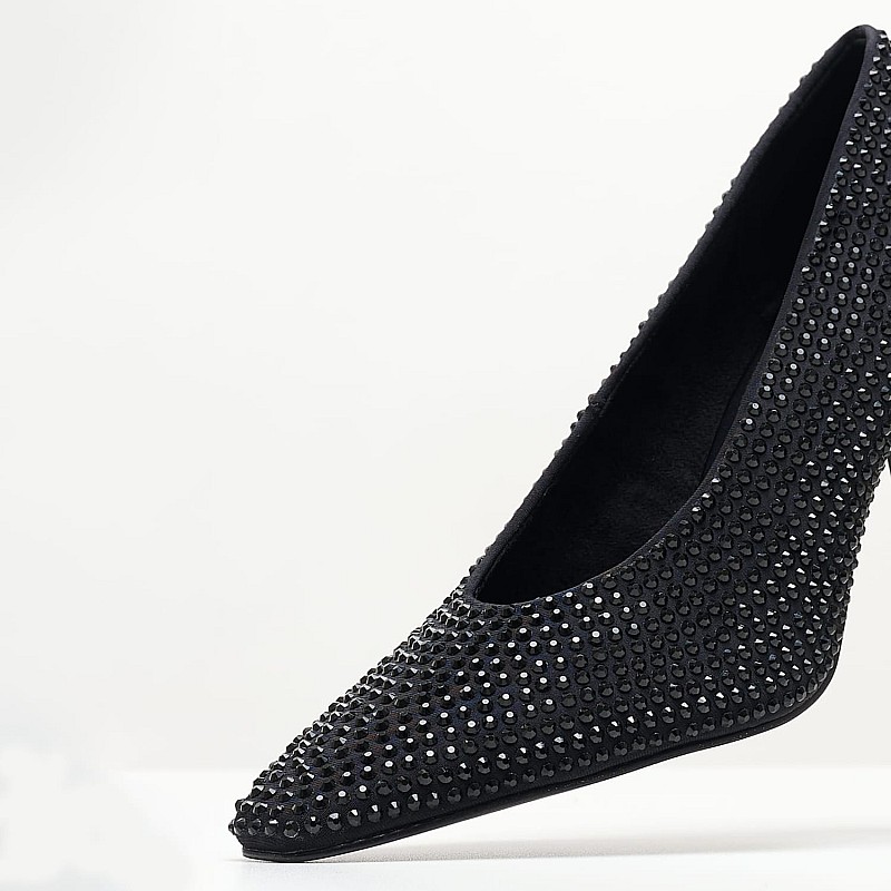 Γυναικείες Γόβες & Peeptoes Ψηλές M3665 Μαύρο Strass Mortoglou