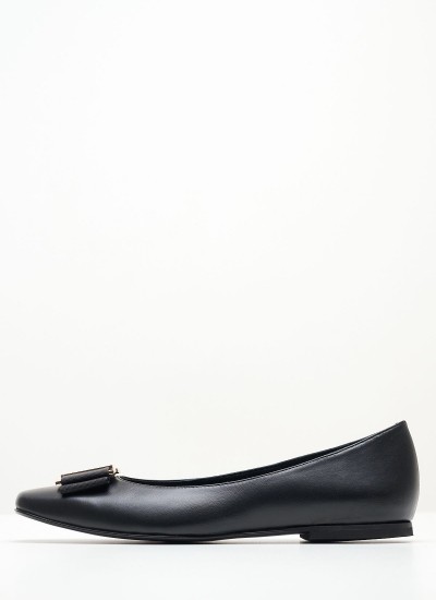 Women Flats 1030 Black Leather Mortoglou