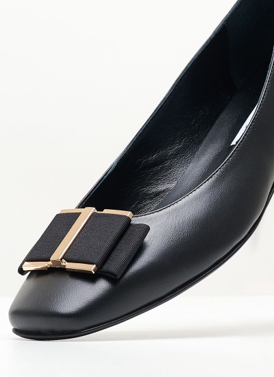 Women Flats 1030 Black Leather Mortoglou