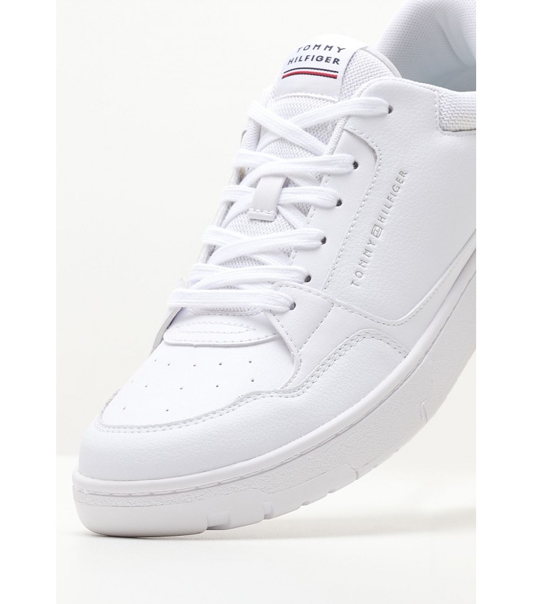 Ανδρικά Παπούτσια Casual Basket.Core Άσπρο Δέρμα Tommy Hilfiger