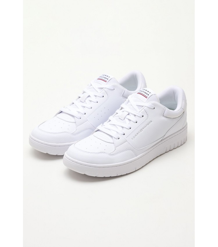 Men Casual Shoes Basket.Core White Leather Tommy Hilfiger