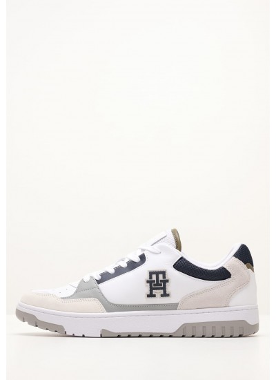 Ανδρικά Παπούτσια Casual Retro.Basket Μαύρο Δέρμα Tommy Hilfiger