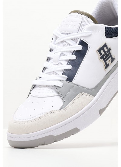 Ανδρικά Παπούτσια Casual Retro.Basket Μαύρο Δέρμα Tommy Hilfiger