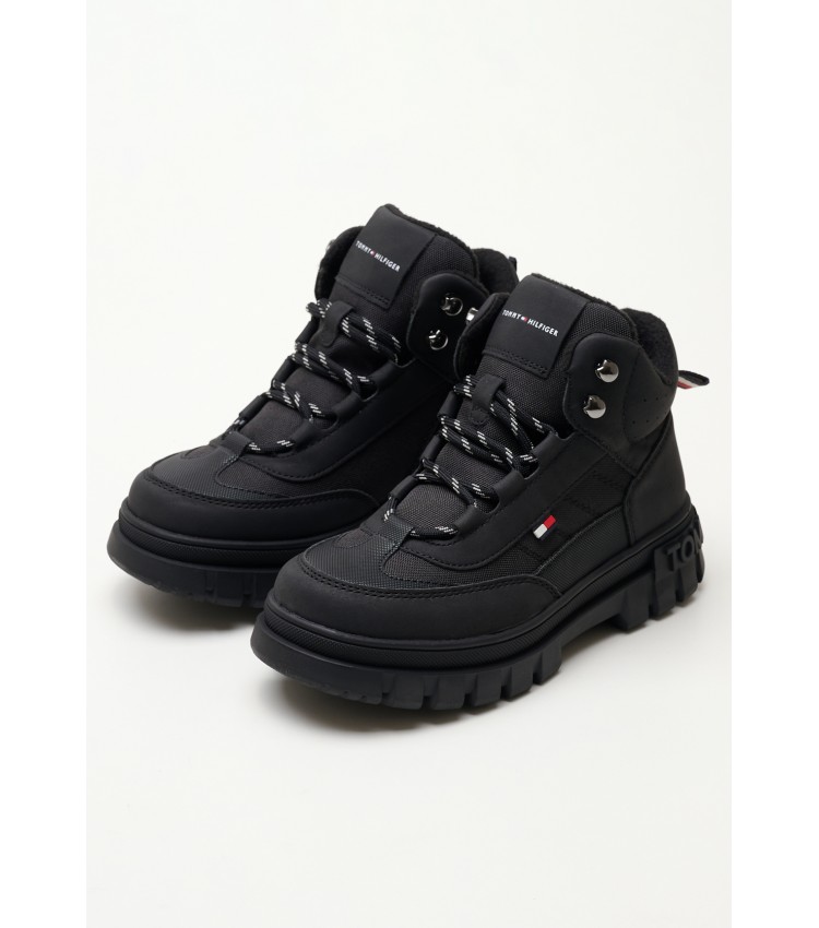 Kids Boots Bootie.24Lace Black ECOleather Tommy Hilfiger